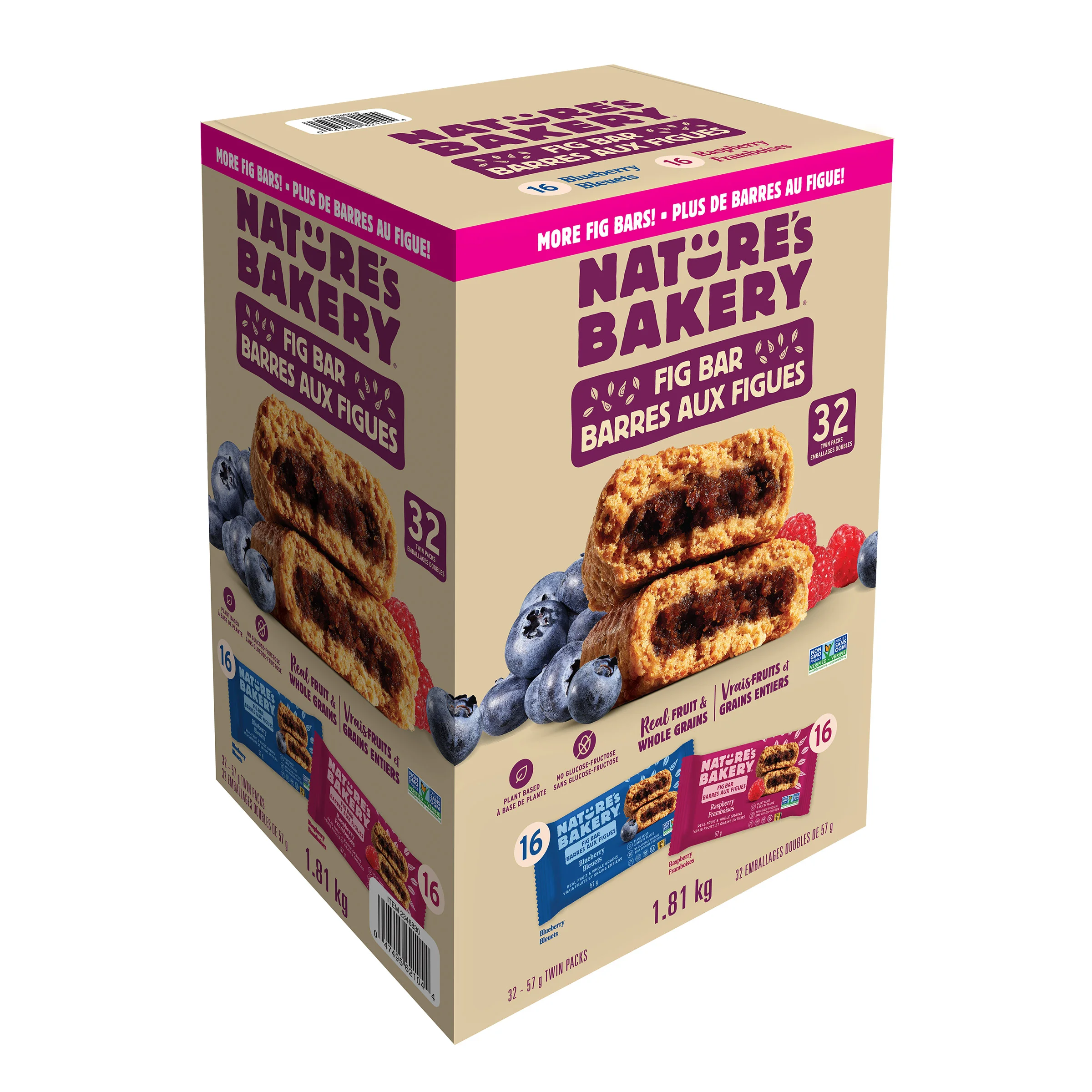 Nature's Bakery Whole Wheat Fig Bars Variety Pack, 32 × 57 g - 2346830